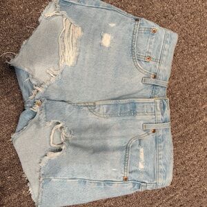 Levi's Light Blue Distressed Jean Shorts